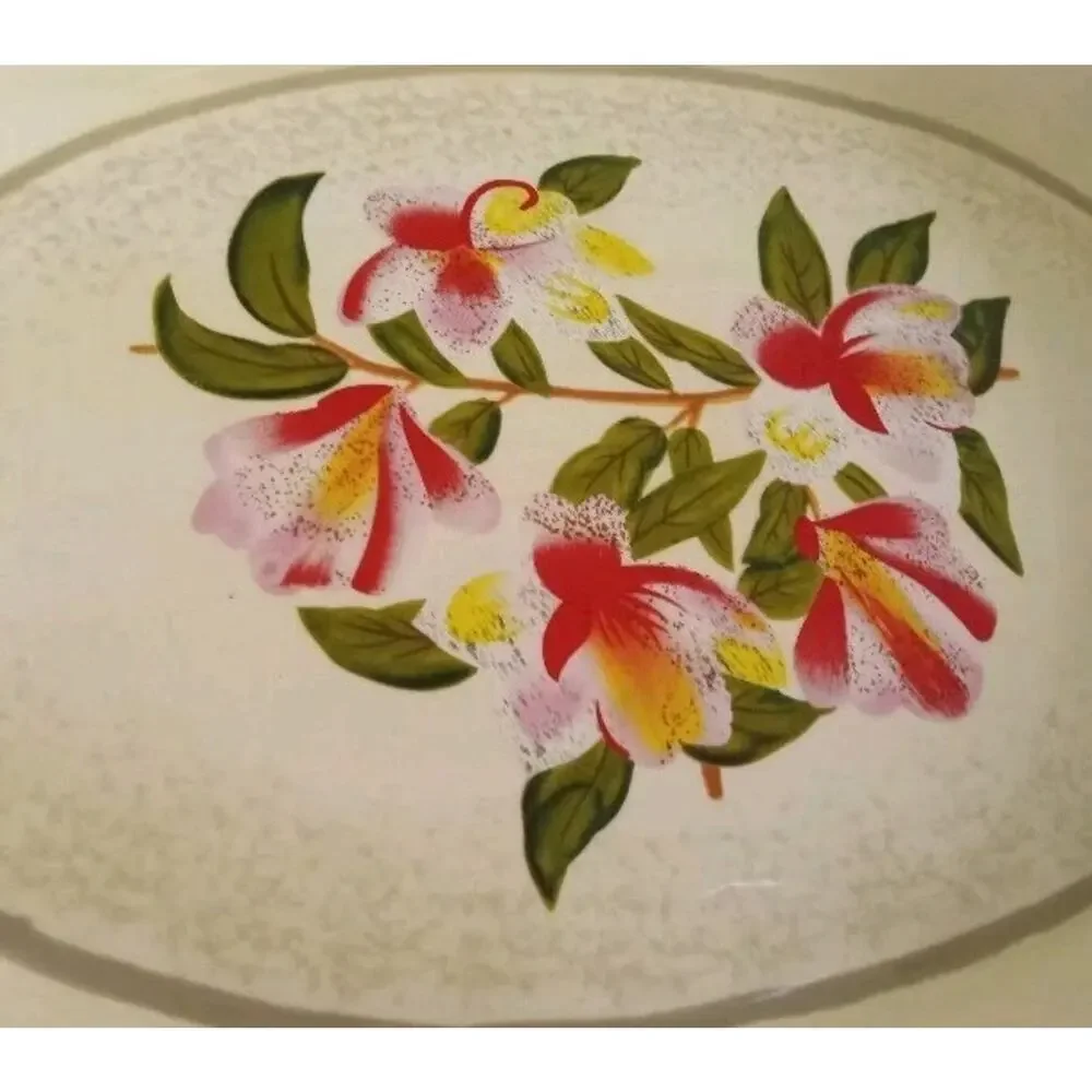 Temp Tations Magnolia Pattern 4pc Set -1.5qt Bsker, Rack, Trivet & 10x14 platter